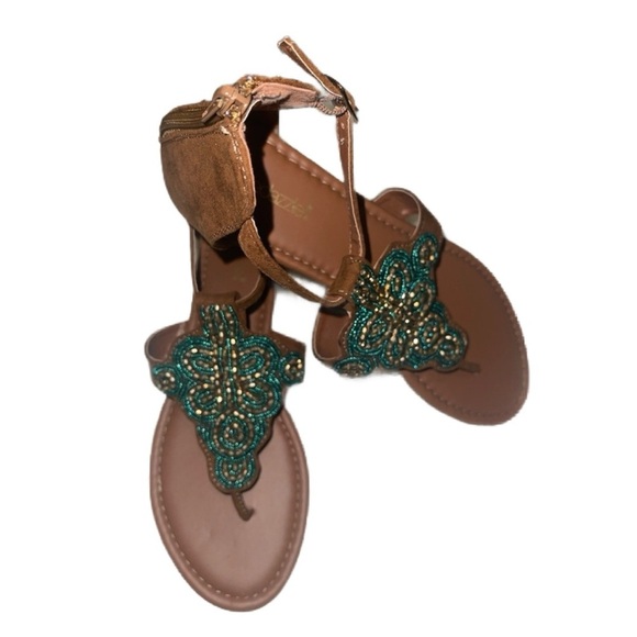 SHOEDAZZLE REMI EMBELLISHED  GLADIATOR SANDAL - CHESTNUT SIZE 10 (NEW WITH TAGS) - Picture 2 of 3